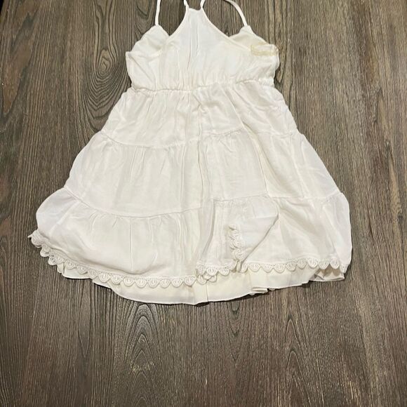 Sequin Hearts Tiered A-Line Mini Dress V-Neck Racerback Lined White Size Medium - Picture 7 of 8